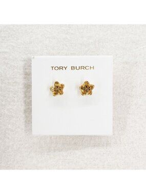 Tory Burch Flower Stud Earrings Gold OS